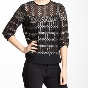 Nanette Lepore Blues Sequin Silk Blouse